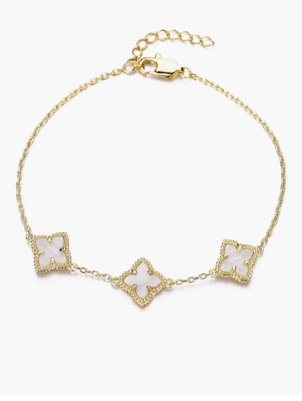 Adornia Mother of Pearl Flower Station Bracelet NEW